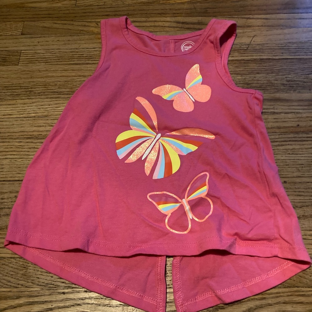 Wonder Nation pink tank top with butterflies. Size xs (4-5)
